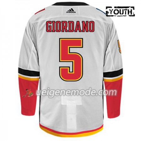 Kinder Eishockey Calgary Flames Trikot MARK GIORDANO 5 Adidas Weiß Authentic